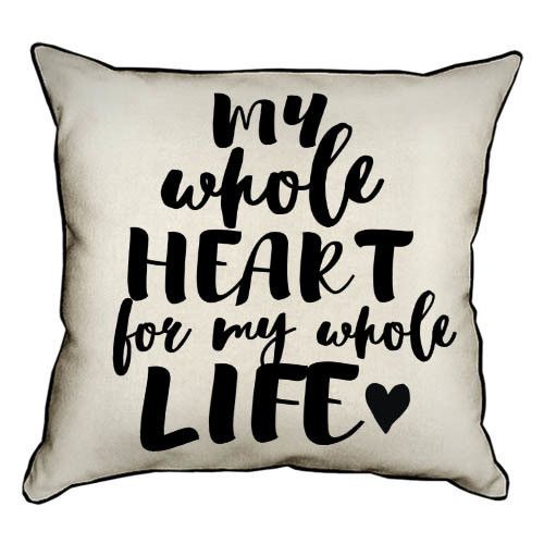 Подушка с мешковины My whole heart for my whole life 45x45 см (45PHB_17L015_WH)