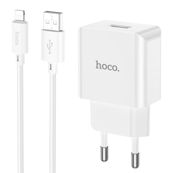 Мережевий зарядний пристрій HOCO C106A Leisure single port charger set(iP) 10.5W White