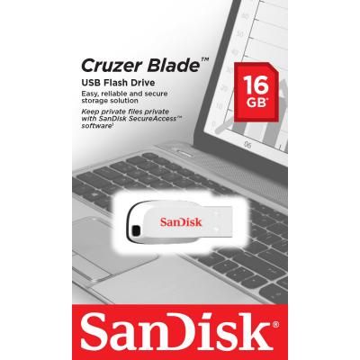 USB флеш накопичувач SanDisk 16GB Cruzer Blade White USB 2.0 (SDCZ50C-016G-B35W) | Зображення 2