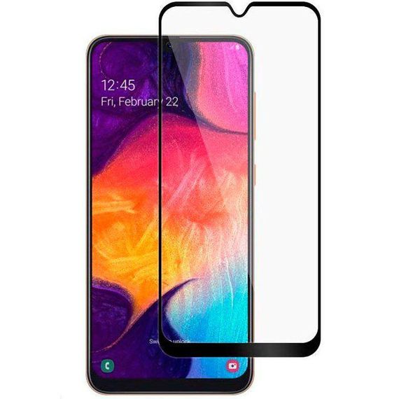 Защитное стекло 3D для Samsung Galaxy A20 Черное (полная проклейка на весь экран)