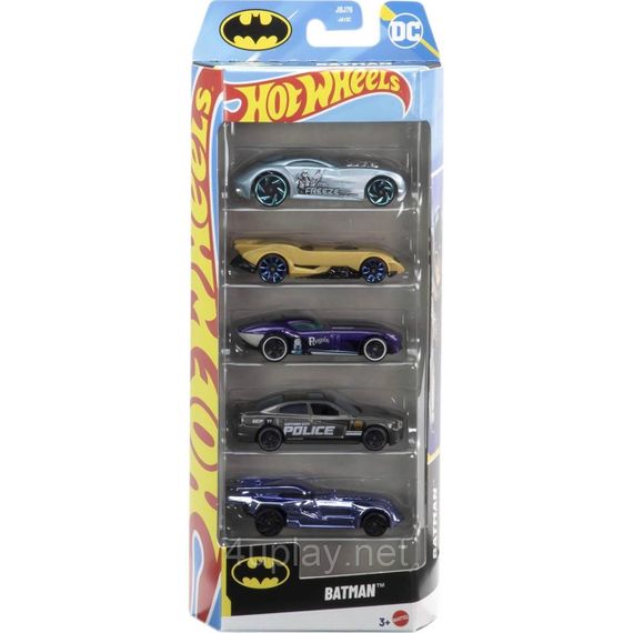 Набір із 5-ти машинок Хот Вілс Бетмен Оригінал Hot Wheels Batman Бетмобіль, Пінгвін, Містер Фріз