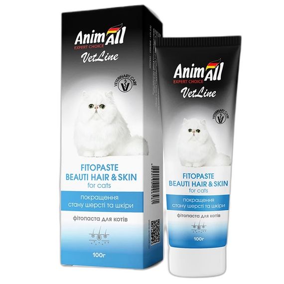 Фітопаста для здоров'я шерсті і шкіри у котів AnimAll VetLine Beauty Hair & Skin, 100 мл