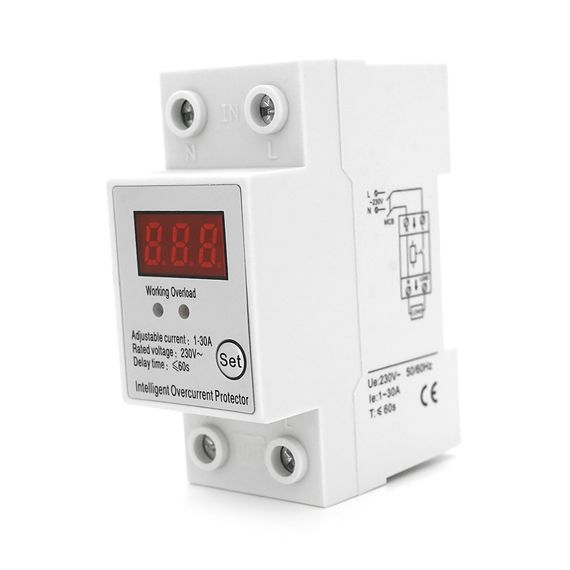 Защитное реле с контролем тока SAP01.1-30A, 230V, на DIN-рейку 2P, кнопка сброса | Зображення 1
