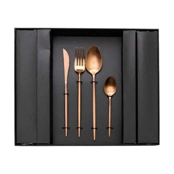 Набір столових приборів 24 предмети столовий набір на 6 персон Золотистий HP-20-17 | Зображення 1