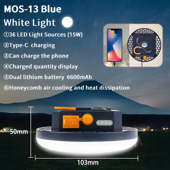 Потужний ліхтар MOS-13 6600 mAh лампа на акумуляторі з функцією powerbank | Зображення 7