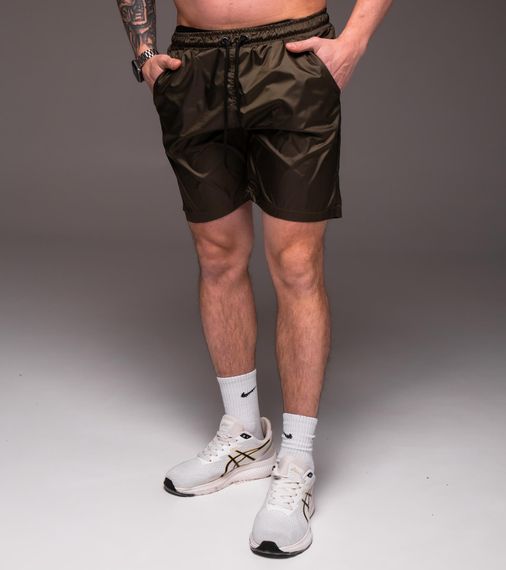 Мужские легкие шорты из плащевки внутри с сеткой RA2040, цвет хаки, размер M | Зображення 1