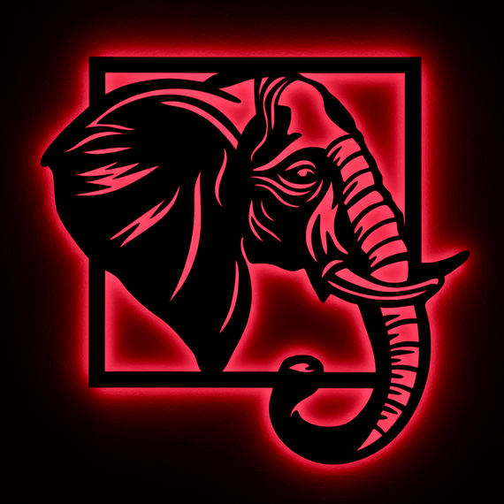 Панно декоративне картина на стіну Слон LED 16 кольорів пульт 475х500 acr-p000170 | Зображення 4