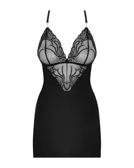 Пеньюар - Obsessive 828-CHE-1 Chemise & Thong Black - L/XL sexstyle | Зображення 2