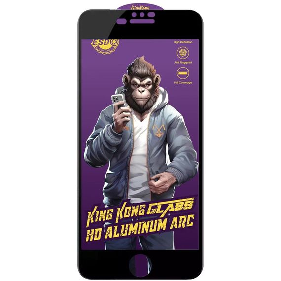 Захисне скло 5D Anti-static Purple (тех.пак) для Apple iPhone 7 plus / 8 plus (5.5") Чорний