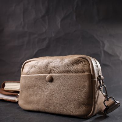 Сумка Vintage З натуральної м&apos;якої шкіри Бежева (22437) | Зображення 2