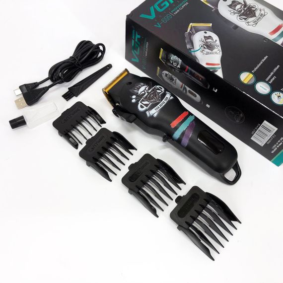 Машинка для стрижки волосся та бороди професійна VGR V-699 з насадками та LED дисплеєм. Колір: чорний | Зображення 1