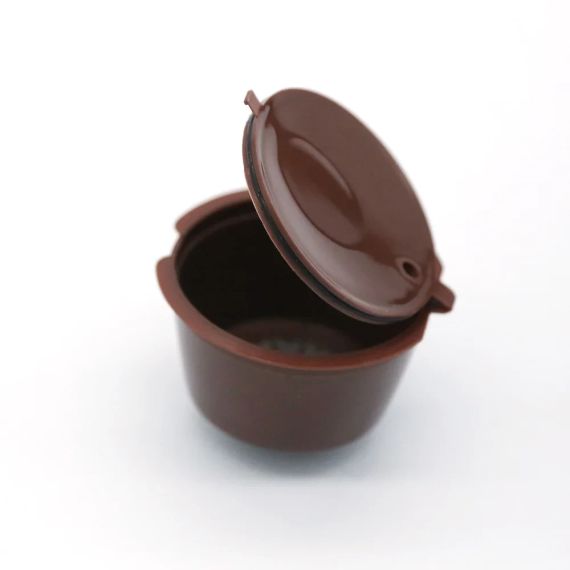 Многоразовая кофейная капсула для Nescafe Dolce Gusto/Nespresso — 1 шт. с фильтром, экологическая. Коричневая.