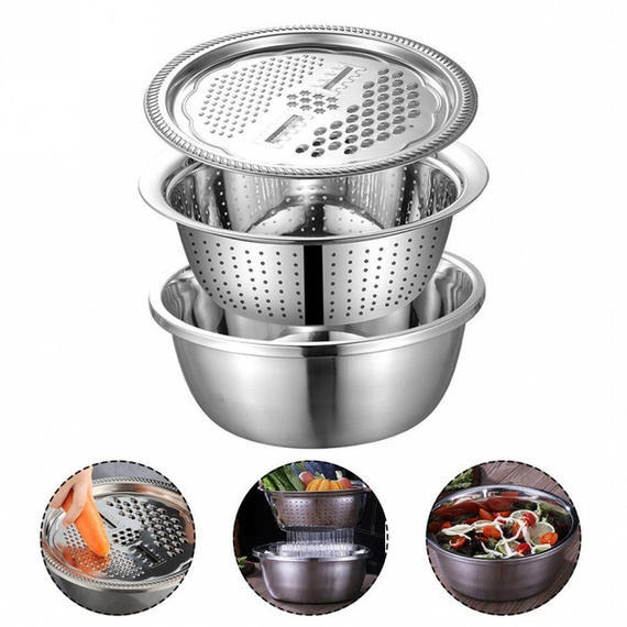 Багатофункціональний кухонний набір з нержавіючої сталі 3 в 1 Metal Basket Cutter | Зображення 1