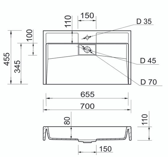 Раковина накладная Adamant VISION, прямоугольная (4824296204101) | Зображення 9