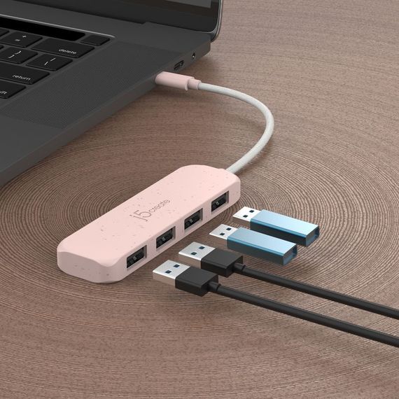 Хаб J5create JCH341ER-N USB-C на 4 USB-A, Червоний | Зображення 4