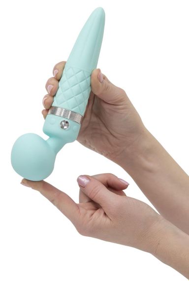 Вибромассажер 2-в-1 PILLOW TALK - Sultry Teal, классический массажер и вибратор с ротацией, подогрев | Зображення 5
