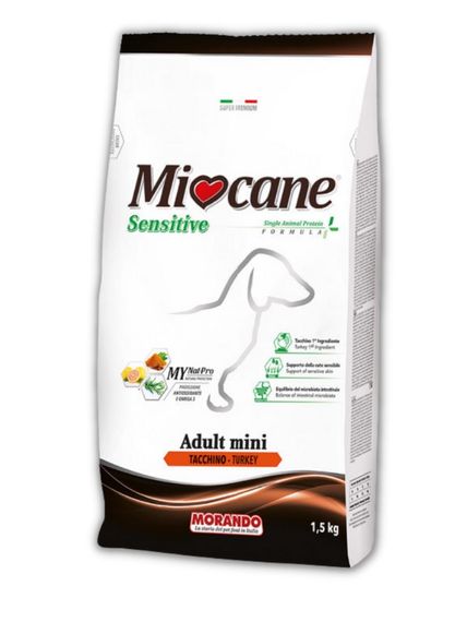 Morando MioCane Mini Sensitive Turkey Monoprotein сухий корм з індичкою для дорослих собак дрібних порід 1.5 кг