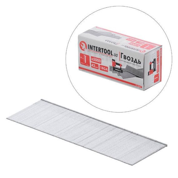 Цвях для степлера PT-1603, PT-1612, 42 мм (18GA), 1.0*1.25 мм, 5000 шт./пач. INTERTOOL PT-86421