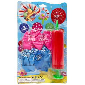 Набор Воздушных шаров "It's a girl/It's a boy" MK5478 насос, 6 шт, на листе Красный