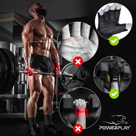 Рукавички для фітнесу PowerPlay 9058 Energy чорно-жовті S | Зображення 3