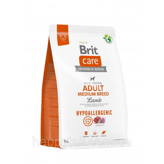 Гипоаллергенный корм Brit Care Dog Hypoallergenic Adult Medium Breed (ягненок и рис), 3 кг