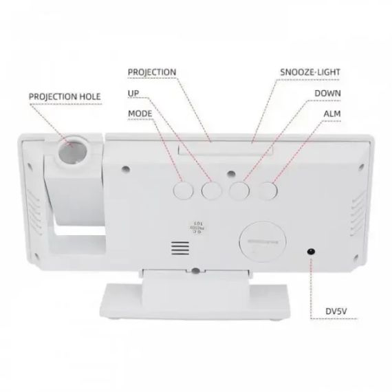 Дзеркальний годинник з проектором часу 3618LP настільний електронний з будильником, календарем та вбудованим термометром ∙ Зелене | Зображення 1