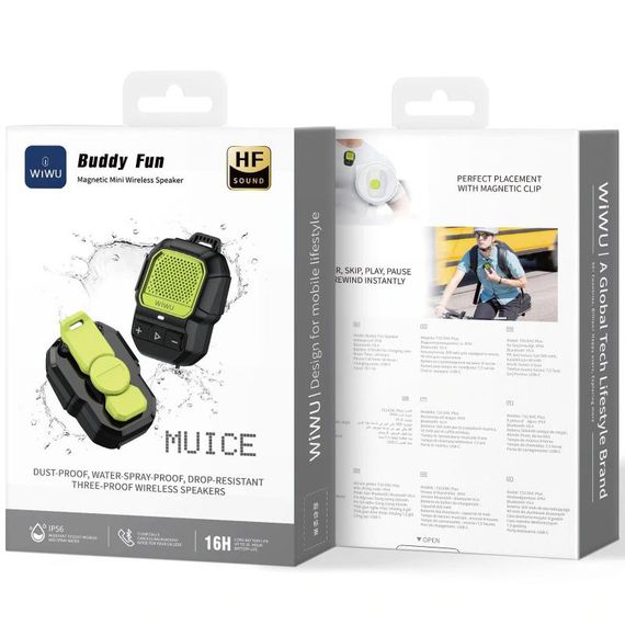 Bluetooth Колонка WiWU SPK-001 Buddy Fun with Magnetic Clip 3W Green | Зображення 1