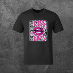 Футболка унісекс з принтом Kiss Lips базова чорна XS
