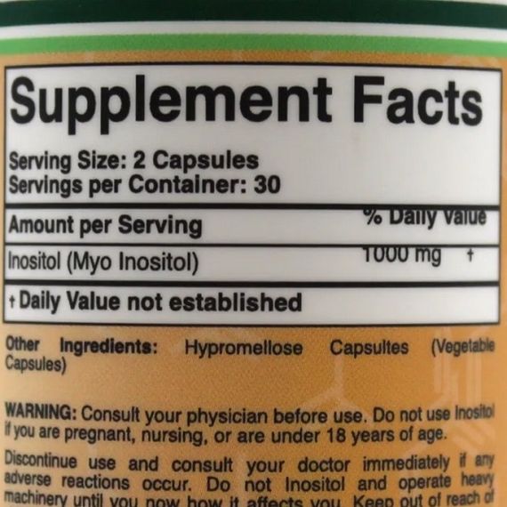 Інозитол Double Wood Inositol 1000 mg (2 caps per serving) 60 Caps | Зображення 1