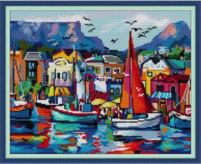 Набір для вишивання за нанесеною на канву схемою "Seaside". AIDA 14CT printed 40*32 см