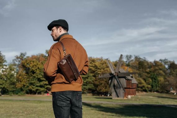 Шкіряна поясна сумка Skin and Skin Crossbody Bag L Коричнева (WB02Br) | Зображення 8