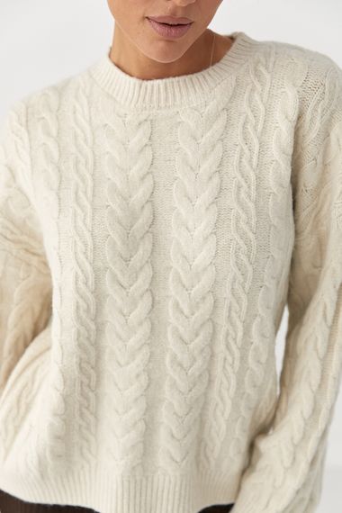 Вовняний джемпер вільного крою - молочний цвет, ONE SIZE (є розміри) | Зображення 3