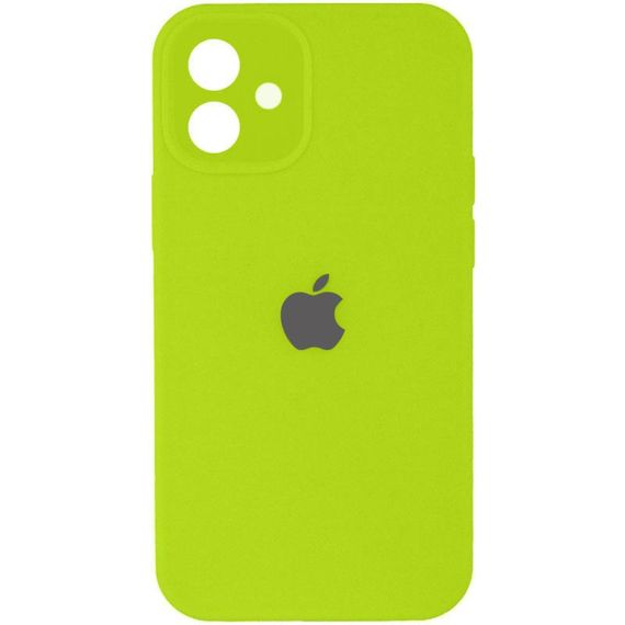 Чехол Silicone Case Full Camera Protective (AA) для Apple iPhone 12 (6.1") Кислотно-зеленый / Acid Green