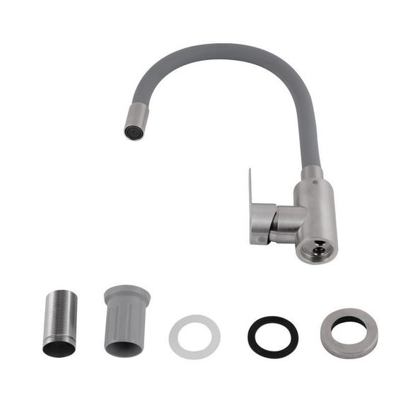 Смеситель для кухни Brinex Pure 015F3 с гибким изливом   Nickel/Grey BRIPUR015F3NKG | Зображення 3