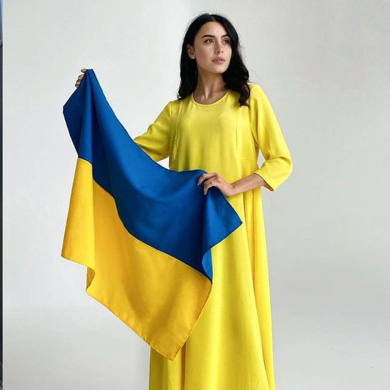 Прапор України 135х90 см, Синьо-жовтий / Великий прапор України з тканини / Тканинний прапор України на стіну та рукоятку | Зображення 2