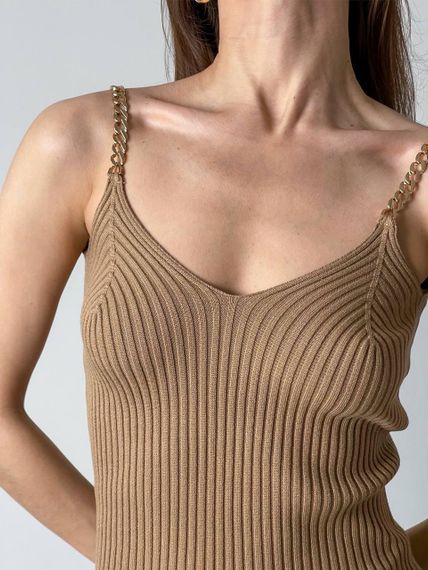 Сукня вязана з фурнітурою Бежевий, M-L | Зображення 5