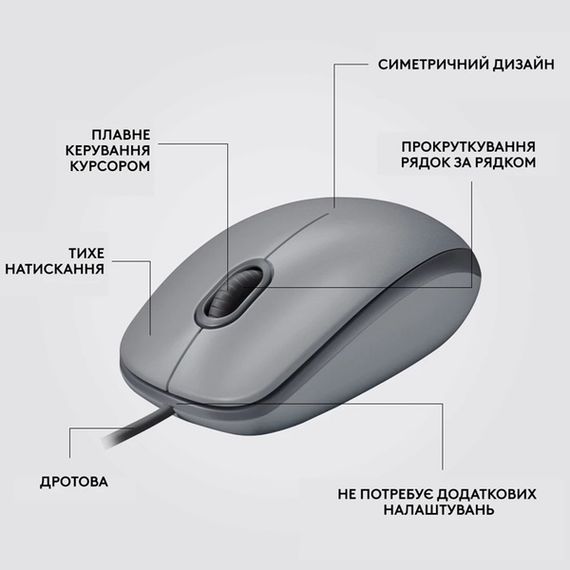 Миша Logitech M110 Silent-MID GRAY-USB-AKOYA | Зображення 9