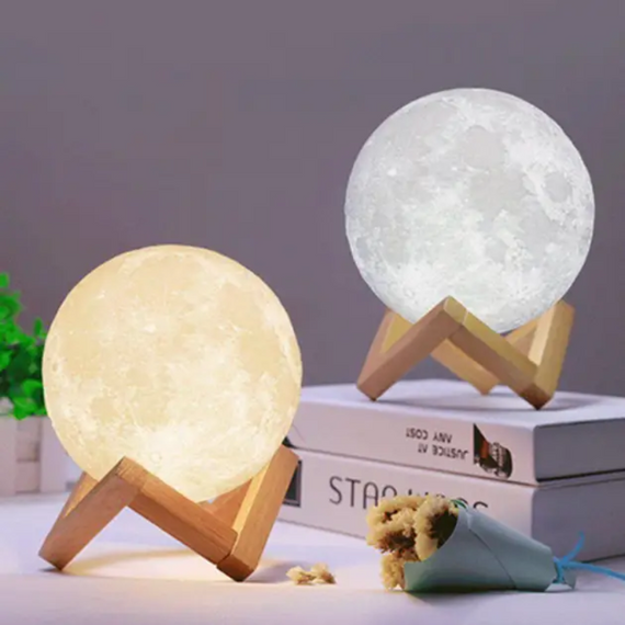 Настільний нічник на пульті керуванні 3D Місяць Moon Light Lamp 15 см, дитячий світильник | Зображення 4