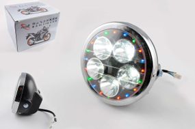 Фара світлодіодна кругла (кріпеж 180 mm, багатобарвна підсвітка, пластик) Feili