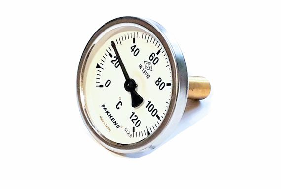 Термометр D 65мм/120°С биметаллический трубчатый с погружной гильзой L-50 мм 1/2" PAKKENS Турция