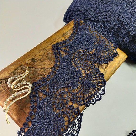 (1 метр) Мереживо макраме  11 см колір - синій темний (38м-D2222901-2)