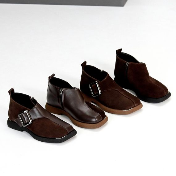 Дизайнерські чорні туфлі натуральна шкіра квадратний носик | Зображення 9