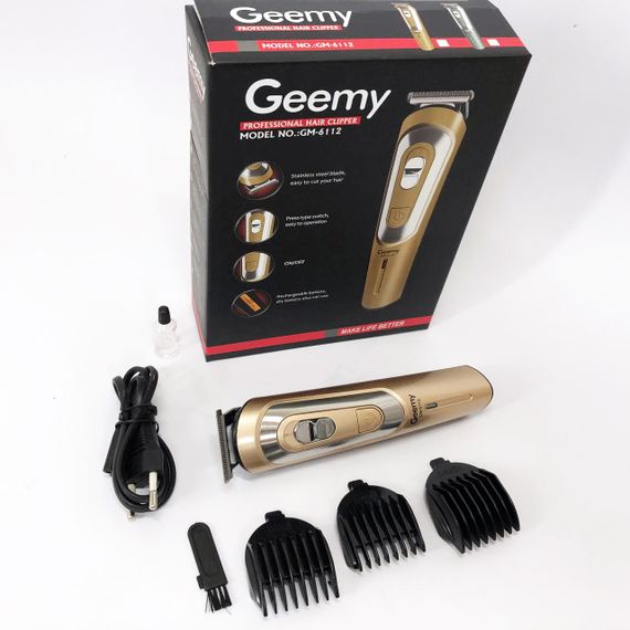 Бездротова машинка для стрижки волосся GEMEI GM-6112 акумуляторна. Колір: золотий | Зображення 6