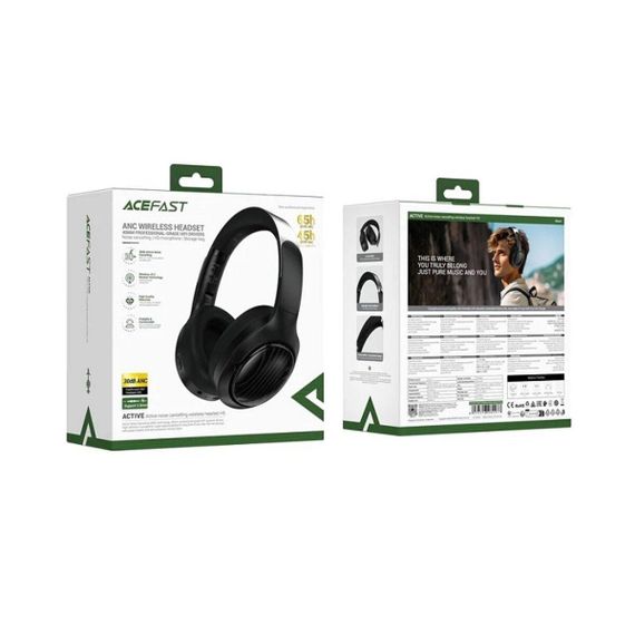 Бездротові навушники ACEFAST H5 active noise cancelling wireless headset Black | Зображення 1