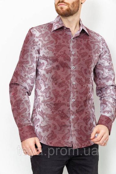 Сорочка чоловіча в смужку, колір біло-бордовий, розмір XXL FA_003843 | Зображення 2