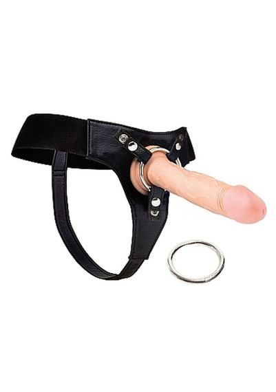 Трусики для страпону Ouch!, шкіряні, чорні, One Size Sex Aura | Зображення 1