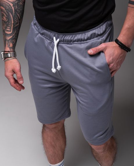Мужские классические шорты трикотажные с карманами RA2246  цвет серый, размер L