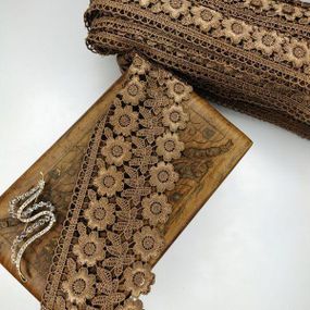 (1 метр) Мереживо макраме  7.5 см колір - золотий (25м-F1375E1-4)
