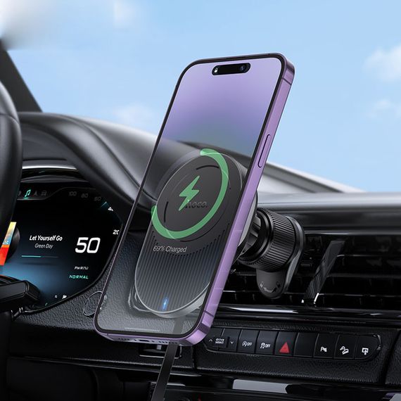 Автотримач з БЗП Hoco HW12 Guardian magnetic (air outlet) Black / Gray | Зображення 7