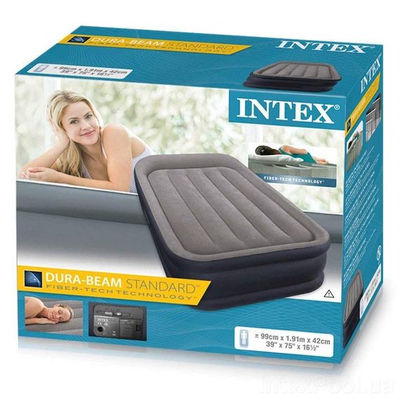 Односпальная велюр кровать Intex (64132) 191х99х42 см , с встроенным эл насосом 220В | Зображення 5